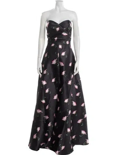 Pre-owned Rene Ruiz Floral Print Long Dress W/ Tags In Purple