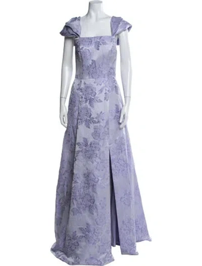 Pre-owned Rene Ruiz Floral Print Long Dress W/ Tags In Purple