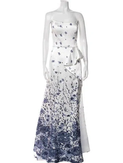 Pre-owned Rene Ruiz Floral Print Long Dress W/ Tags In White