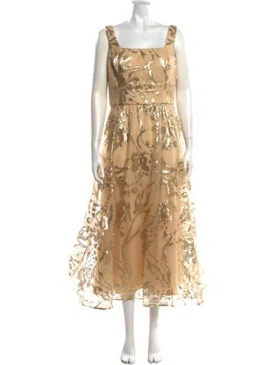 Pre-owned Rene Ruiz Floral Print Midi Length Dress W/ Tags In Neutrals