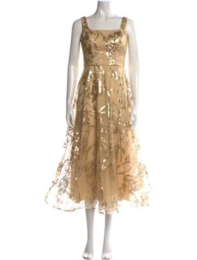 Pre-owned Rene Ruiz Floral Print Midi Length Dress W/ Tags In Neutrals