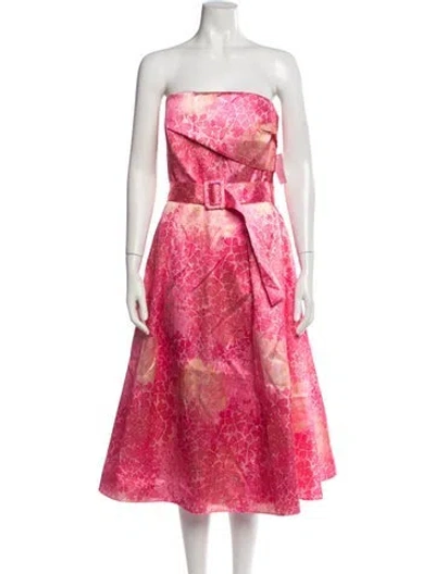 Pre-owned Rene Ruiz Floral Print Midi Length Dress W/ Tags In Pink
