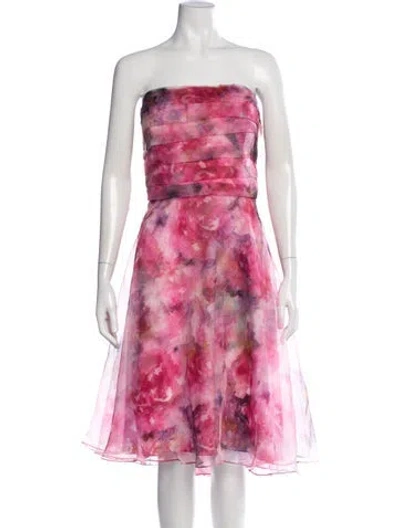 Pre-owned Rene Ruiz Floral Print Midi Length Dress W/ Tags In Pink