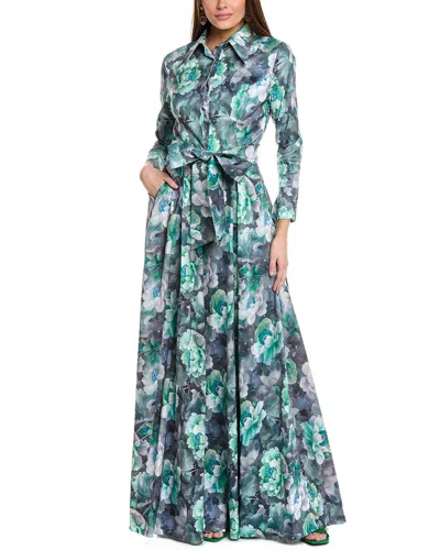 Rene Ruiz Floral Print Shirt Gown In Multi