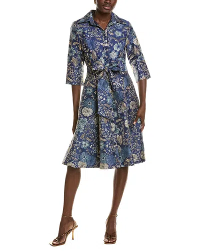 Rene Ruiz Floral Shirtdress In Blue