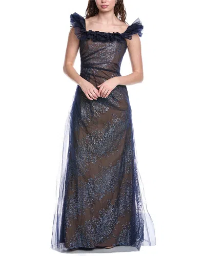 Rene Ruiz Glitter Gown In Black