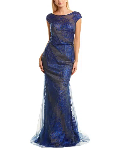 Rene Ruiz Glitter Gown In Blue