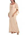 Rene Ruiz Flutter Sleeve Gown In Yellow
