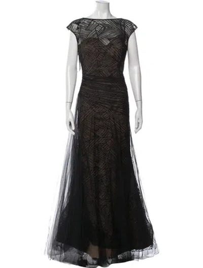 Pre-owned Rene Ruiz Graphic Print Long Dress In Black