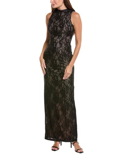 Rene Ruiz Halter Lace Column Gown In Black