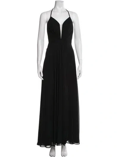 Pre-owned Rene Ruiz Halterneck Long Dress In Black