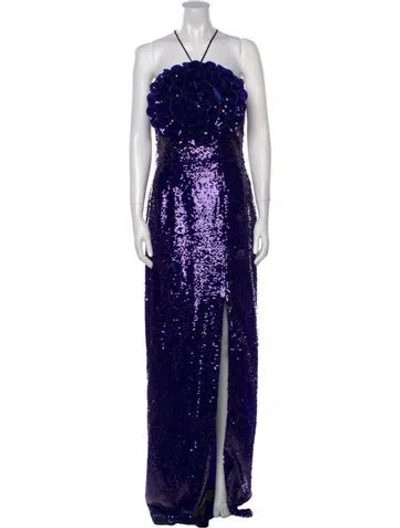 Pre-owned Rene Ruiz Halterneck Long Dress In Blue