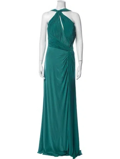 Pre-owned Rene Ruiz Halterneck Long Dress In Green