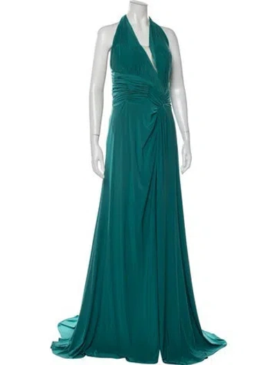 Pre-owned Rene Ruiz Halterneck Long Dress W/ Tags In Green