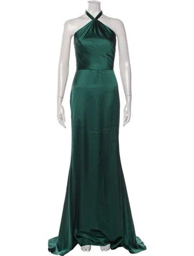 Pre-owned Rene Ruiz Halterneck Long Dress W/ Tags In Green