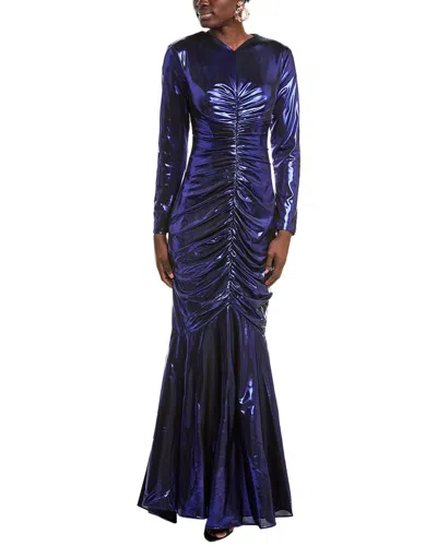 RENE RUIZ HAND-DRAPED METALLIC STRETCH GOWN