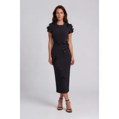 Rene Ruiz High Neck Crepe Cocktail Dress In Black
