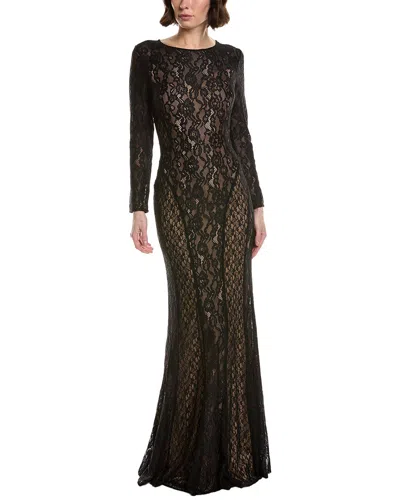 Rene Ruiz Illusion Lace Gown In Black