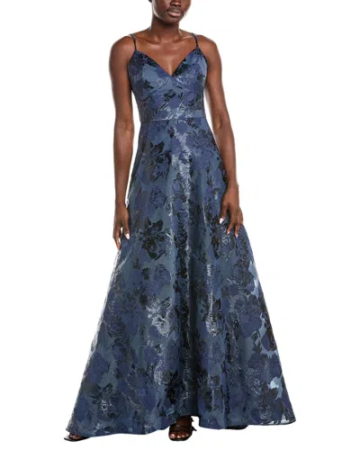 Rene Ruiz Jacquard Gown In Multi