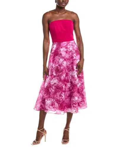 Rene Ruiz Jacquard Organza Midi Dress In Pink