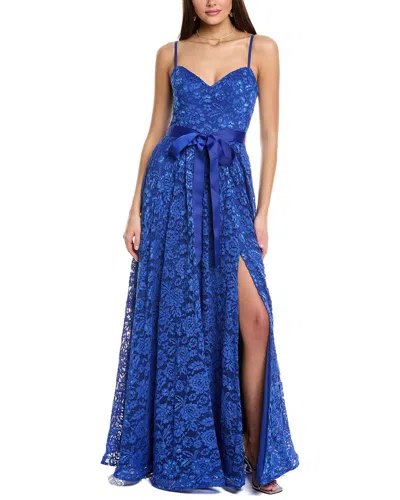 Rene Ruiz Lace Gown In Blue