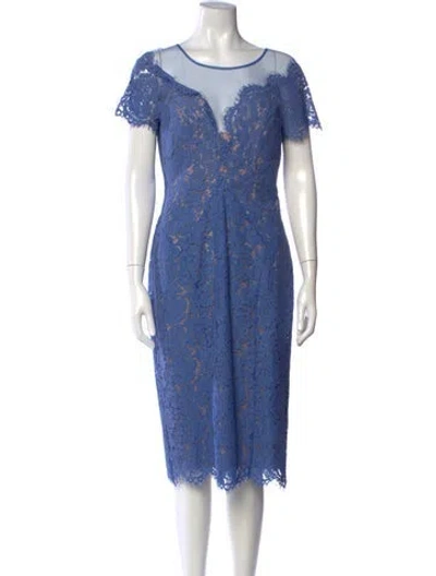 Pre-owned Rene Ruiz Lace Knee-length Dress In Blue