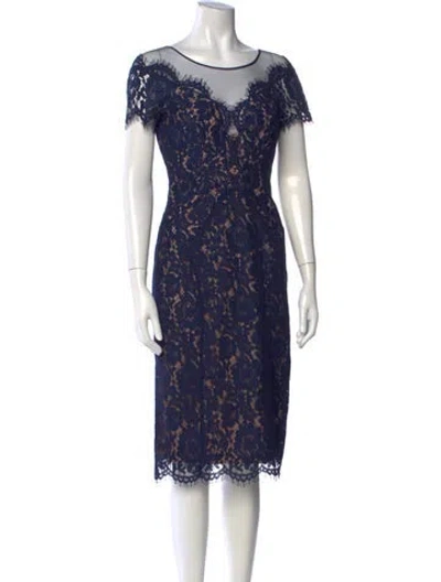 Pre-owned Rene Ruiz Lace Knee-length Dress W/ Tags In Blue