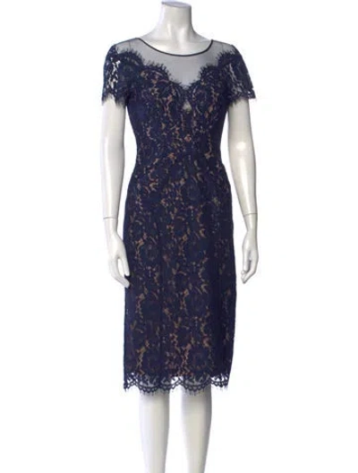 Pre-owned Rene Ruiz Lace Knee-length Dress W/ Tags In Blue