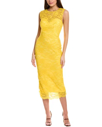 Rene Ruiz Sleeveless Lace Midi In Yellow