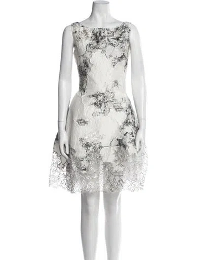 Pre-owned Rene Ruiz Lace Pattern Knee-length Dress In Neutral