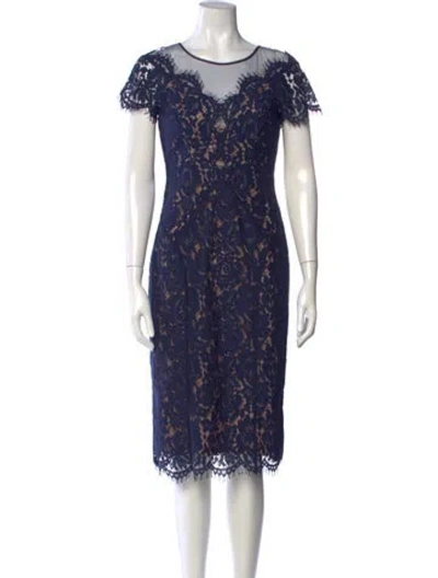 Pre-owned Rene Ruiz Lace Pattern Knee-length Dress W/ Tags In Blue