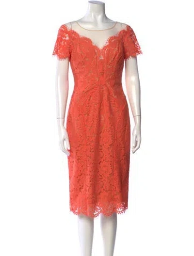 Pre-owned Rene Ruiz Lace Pattern Knee-length Dress W/ Tags In Orange