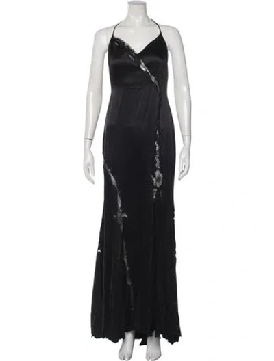 Pre-owned Rene Ruiz Lace Pattern Long Dress In Black