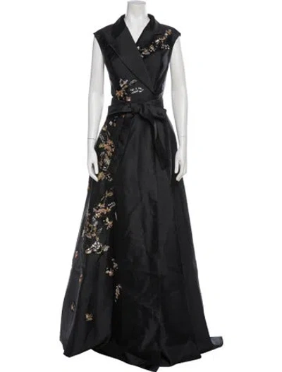 Pre-owned Rene Ruiz Lace Pattern Long Dress In Gray