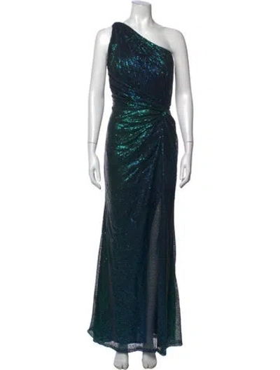 Pre-owned Rene Ruiz Lace Pattern Long Dress In Green