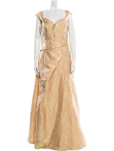 Pre-owned Rene Ruiz Lace Pattern Long Dress In Neutral