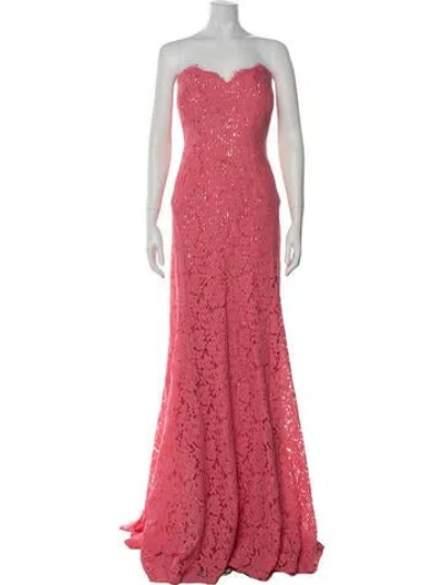 Pre-owned Rene Ruiz Lace Pattern Long Dress In Pink