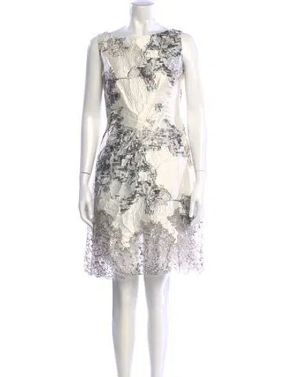 Pre-owned Rene Ruiz Lace Pattern Mini Dress In Neutral