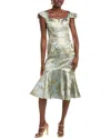 Rene Ruiz Mermaid Hem Jacquard Cocktail Dress In Green