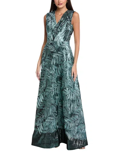 RENE RUIZ METALLIC JACQUARD GOWN