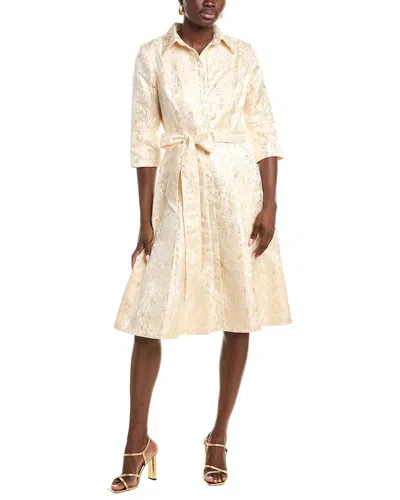 Rene Ruiz Metallic Jacquard Shirtdress In Neutral