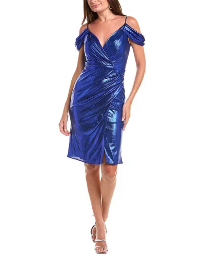 RENE RUIZ RENE RUIZ METALLIC RUCHED COCKTAIL DRESS