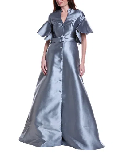 Rene Ruiz Mikado Shirt Gown In Gray