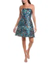 Rene Ruiz Mini Column Dress In Blue