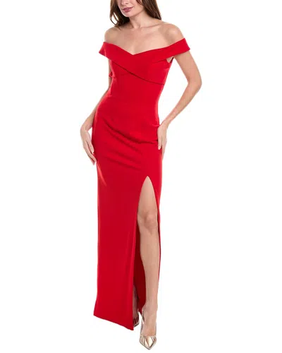 Rene Ruiz Off-the-shoulder Column Gown In Red