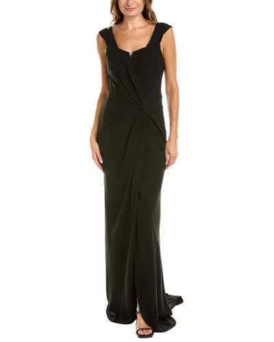 Rene Ruiz Off-the-shoulder Crepe Gown In Black