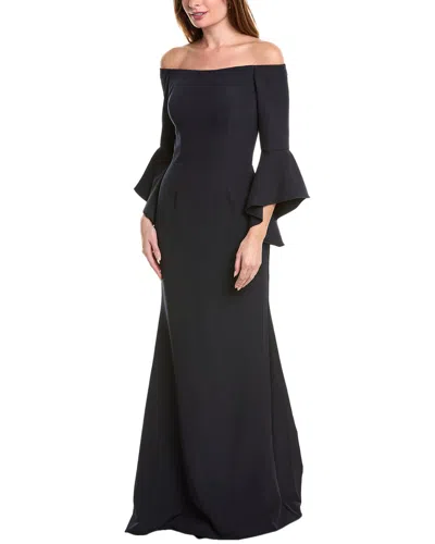 Rene Ruiz Off-the-shoulder Gown In Blue