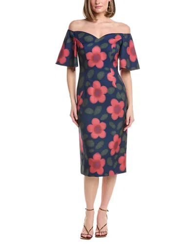 Rene Ruiz Off-the-shoulder Puff Sleeve Midi Dress In Black