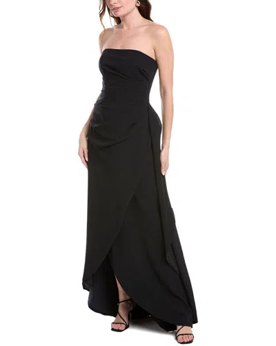 Rene Ruiz Off The Shoulder Solid Gown In Blue