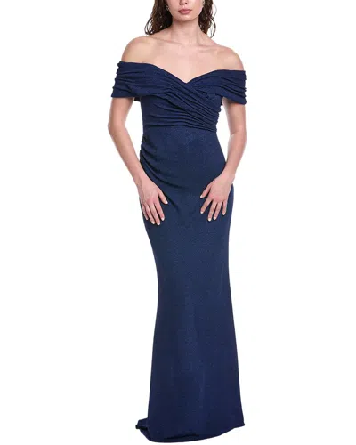Rene Ruiz Off-shoulder Mermaid Gown In Blue